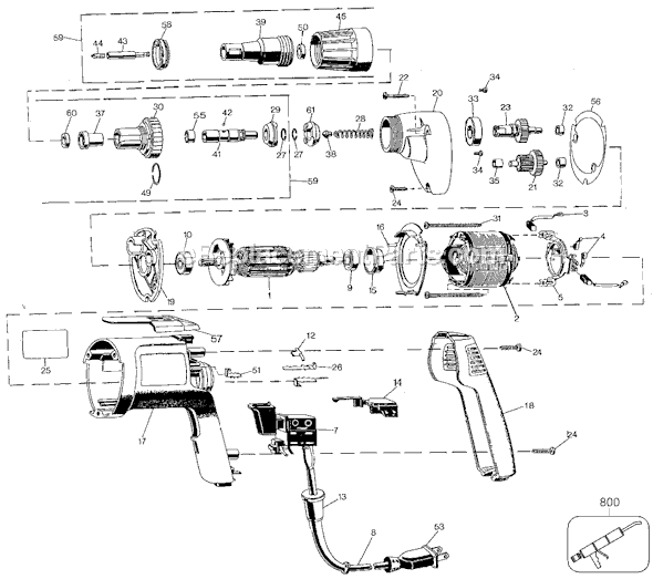 Page A Diagram and Parts List for 22637 Type 101 Black and Decker Electric Drill